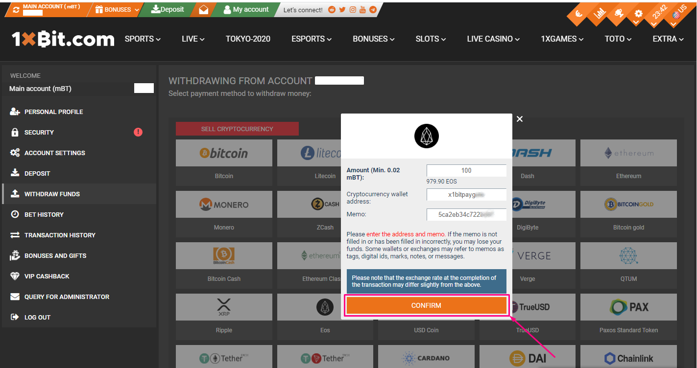 1xbit withdraw