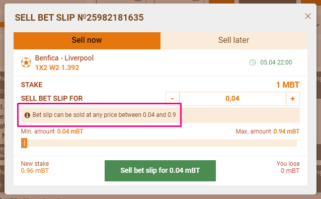 how to sell bet slip