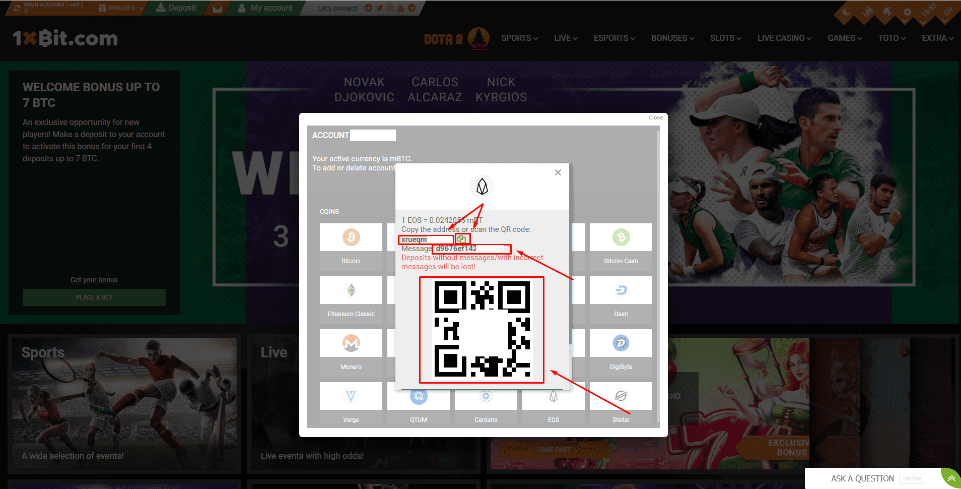 how_to_deposit_cryptocurrency_on_1xbit_website