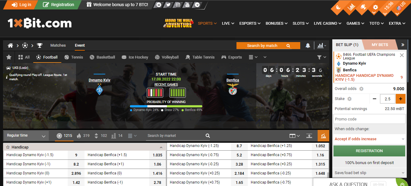 what is handicap betting 1xbit