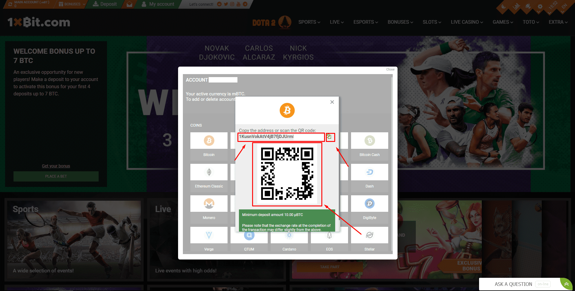 how_to_deposit_cryptocurrency_on_1xbit_website