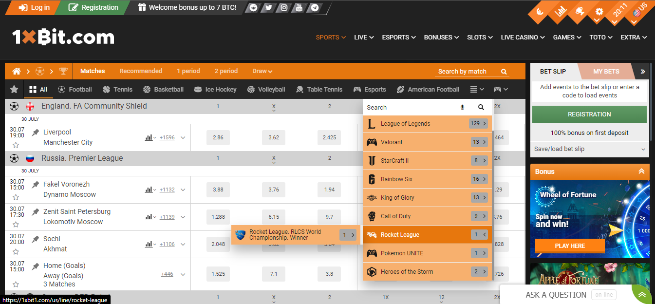 rocket league betting