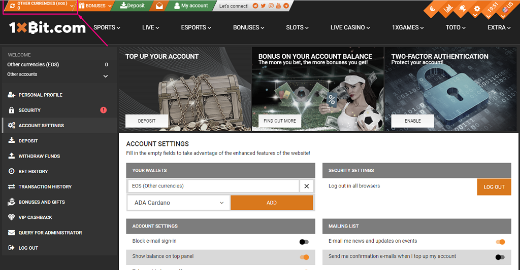 guide change currency account