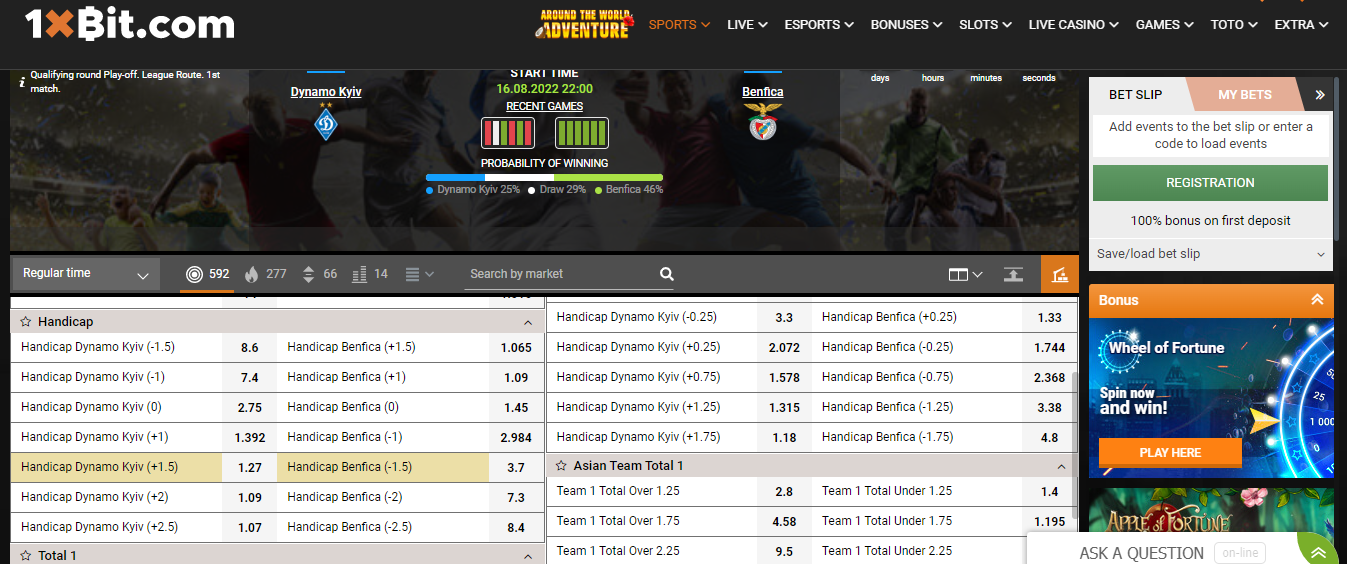 what is handicap betting 1xbit